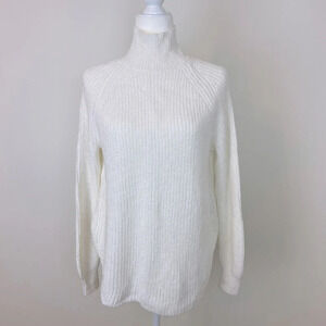 Maeve Anthropologie Winter White Mockneck Turtleneck Sweater X-Small Cotton Fall